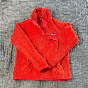 Patagonia Orange Fleece Quarter-Zip Jacket